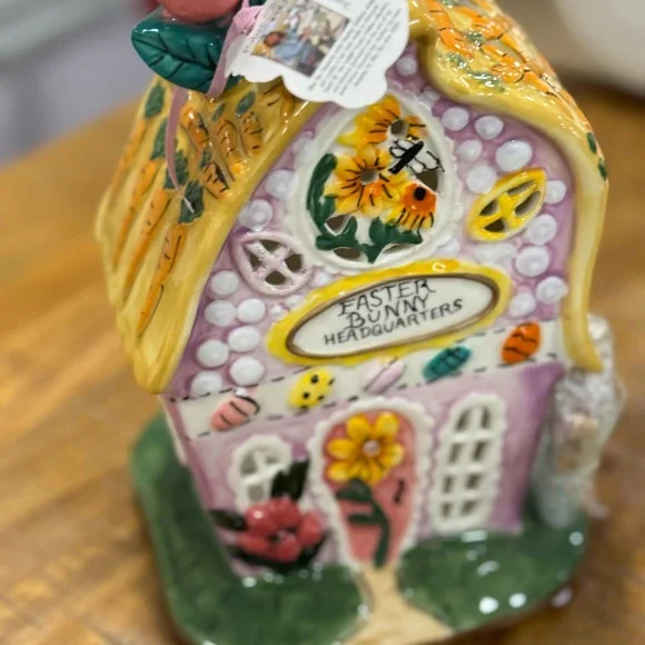 Colorful Easter Bunny Headquarters Ceramic House - Picture 3 of 3
